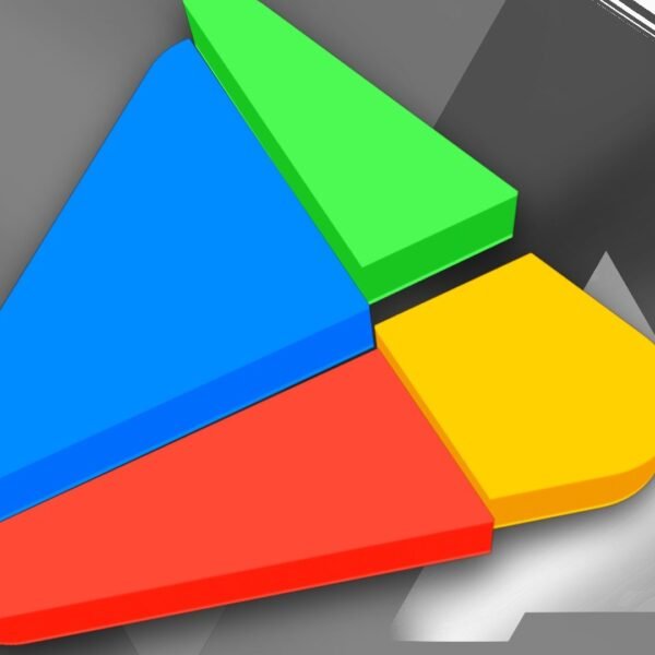 The Google Play Store logo against a gray background