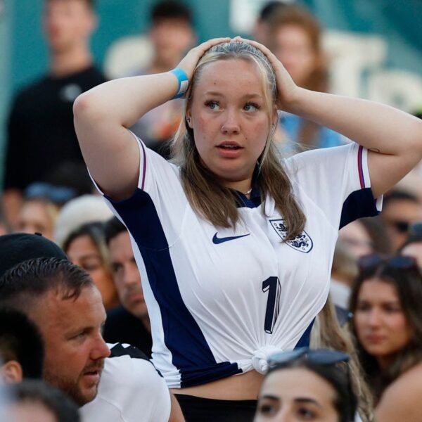 England fans weren't given much to cheer for during the first half against Slovenia. Pic: Reuters