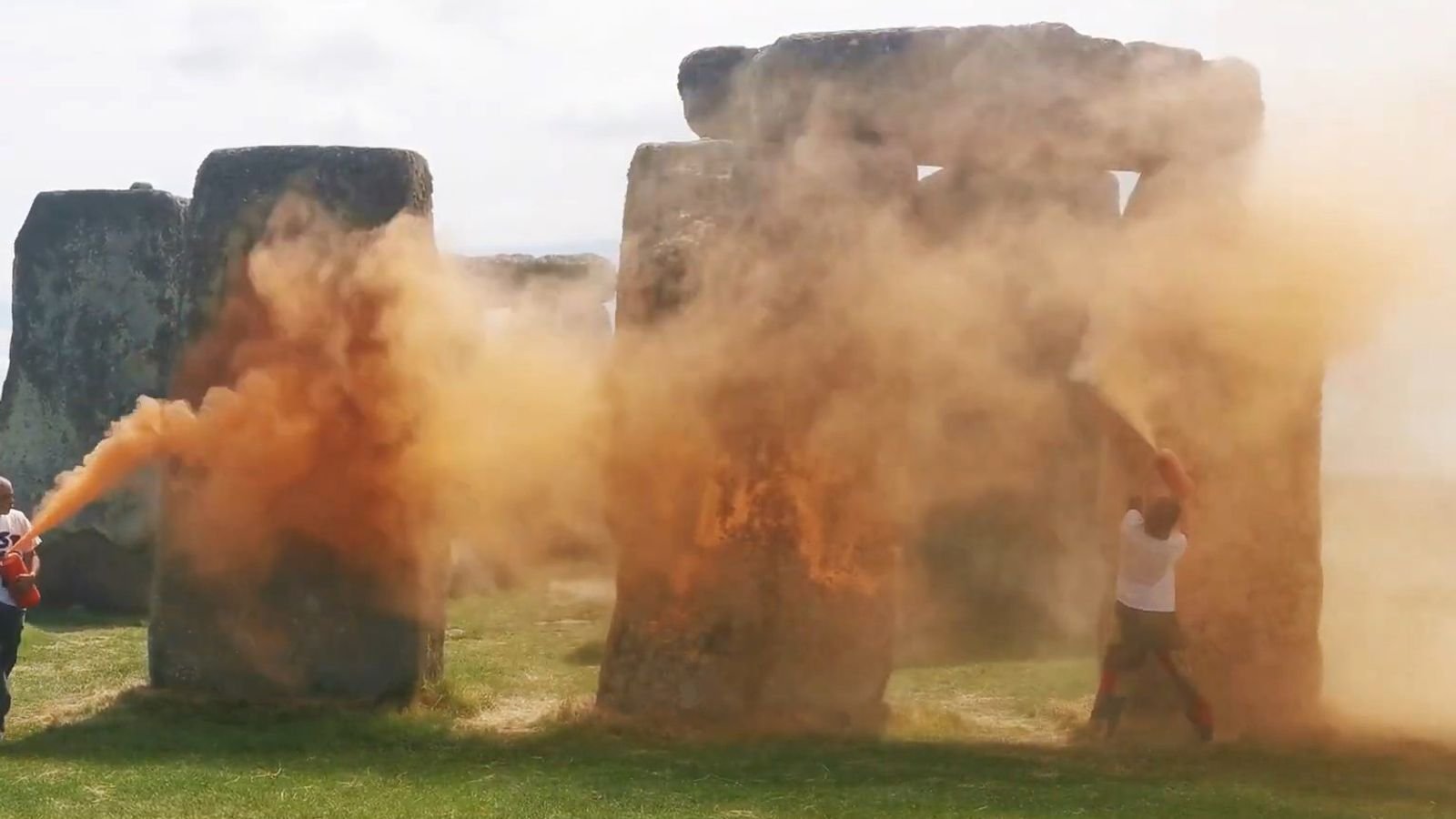 Just Stop Oil activists arrested after Stonehenge sprayed with 'orange powder paint' | UK News