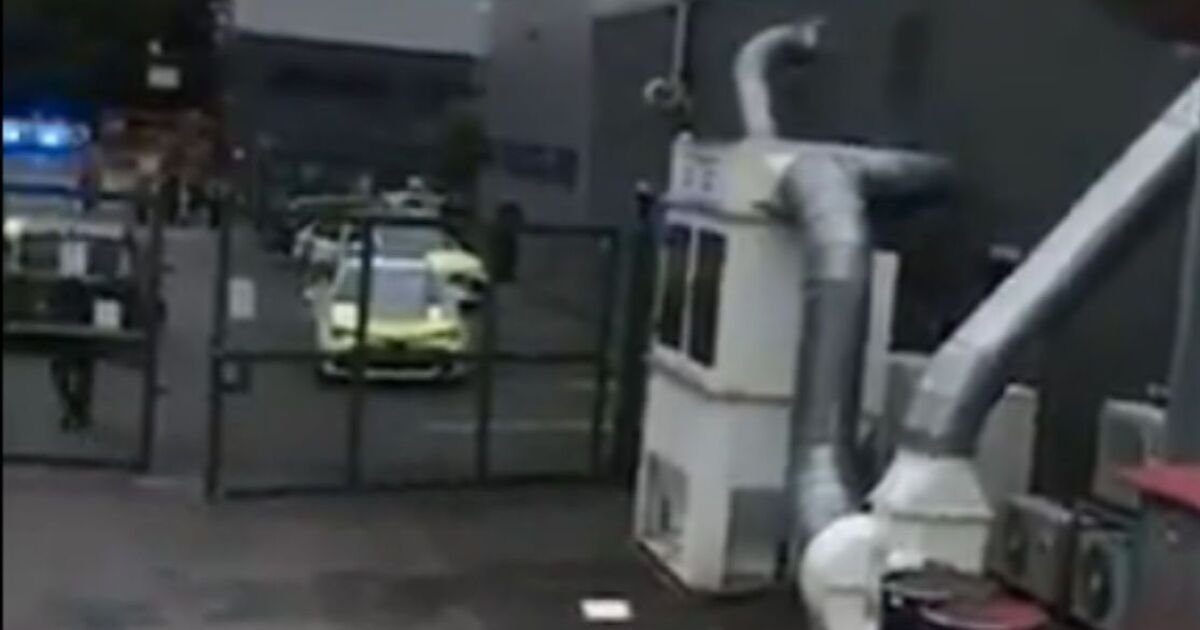 Moment Palestine Action rams van into gates of UK factory halting production